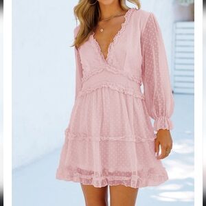 Pink Swiss Dot Dress
